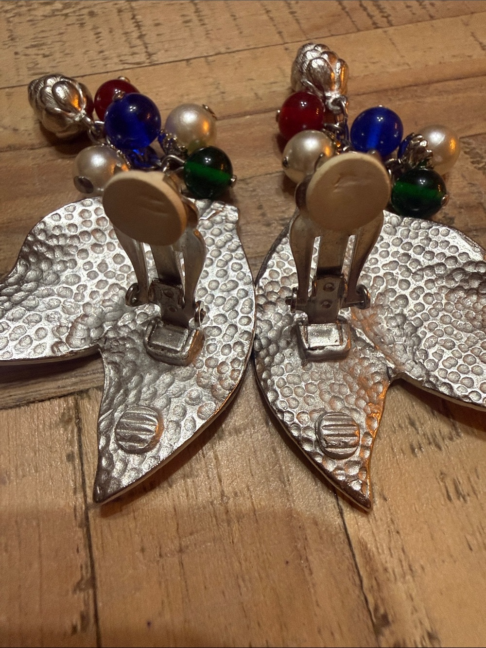 Vintage Mid-Century Silver Leaf Berry Cluster Charm Necklace & Earrings Set - Picture 9 of 9